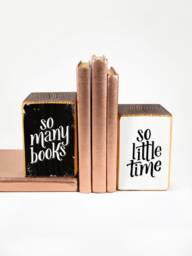 Wood Bookends With So Many Books So Little Time, Image Transfer - Made To Order - thumbnail 1