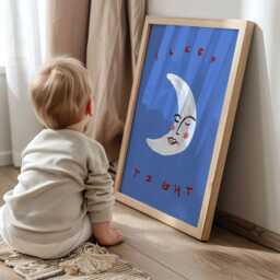 Sleep Tight Print, Moon Toddler Room Illustration Wall Art, Celestial Nursery Eclectic Nursery, Hand Drawn, Unframed - thumbnail 3