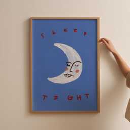 Sleep Tight Print, Moon Toddler Room Illustration Wall Art, Celestial Nursery Eclectic Nursery, Hand Drawn, Unframed - thumbnail 2
