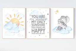 Elephant Sunshine Nursery Print Gender Neutral Baby Room Decor - thumbnail 1