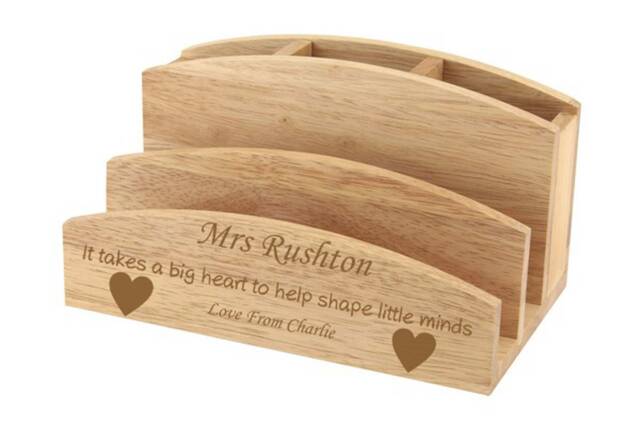 Personalised Teacher Gift, Wooden Letter & Desk Organiser - image 1