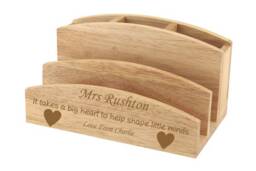 Personalised Teacher Gift, Wooden Letter & Desk Organiser - thumbnail 1