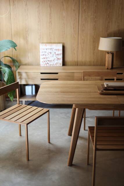Dining Table With Extension in Solid Oak Modern Mid Century Scandinavian - image 1