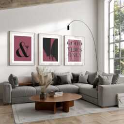 Burgundy Abstract Art Prints, Modern Art, Good Vibes Only, & Chill, Wall , Set Of 3, A4, A3 A3+ A2 A1 Sizes, Fast Delivery - thumbnail 2
