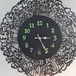 Ayatul Kursi Clock, Islamic Calligraphy Wall Art, Led Light, Mdf Wood - thumbnail 3