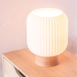 Kumo Oak Tripod Table Lamp, 3D Printed Modern Lantern - thumbnail 4