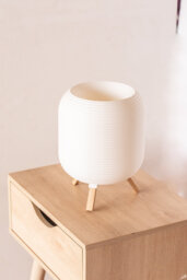 Kumo Oak Tripod Table Lamp, 3D Printed Modern Lantern - thumbnail 1