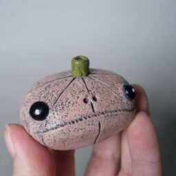 Polymer Clay Ghost Pumpkin Sculpture Spooky Halloween Decor - thumbnail 4