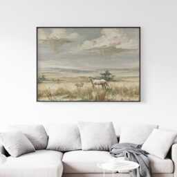 Horse Pasture Poster, Blue Sky Landscape Print, Country Wall Art, Paper - thumbnail 3