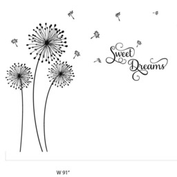 Dandelion Wall Decal With Flying Away Seeds Sweet Dreams Quote Decal Wall Sticker Decals Home Decor By Decalisland - Dandelions Di 004 - thumbnail 3