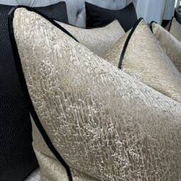 Gold Piped Cushion Cover, Luxury Gold Pillow Cover - Black Piping, Made To Order Scatter Designer Fabric Blake - thumbnail 3