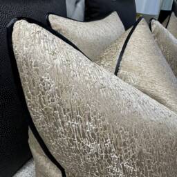 Gold Piped Cushion Cover, Luxury Gold Pillow Cover - Black Piping, Made To Order Scatter Designer Fabric Blake - thumbnail 4