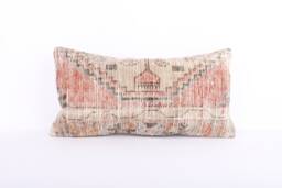 Geometric Kilim Pillow Cover 12x24 Wool Tribal Cushion - thumbnail 1
