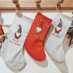 Gnome Christmas Stocking /Custom Santa Gnome Stocking/Christmas Embroidered Gnome/Gnome Ornament/Christmas Elf Dwarf Ornament - thumbnail 3