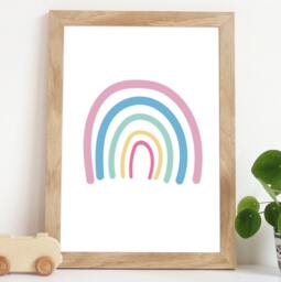 Girls Nursery Prints, Bedroom Wall Art, Rainbow Playroom Print, Pink & Blue - thumbnail 1
