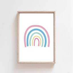 Girls Nursery Prints, Bedroom Wall Art, Rainbow Playroom Print, Pink & Blue - thumbnail 2