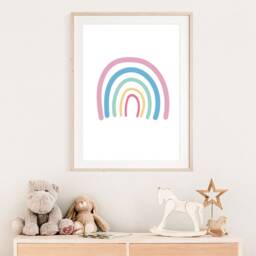 Girls Nursery Prints, Bedroom Wall Art, Rainbow Playroom Print, Pink & Blue - thumbnail 3