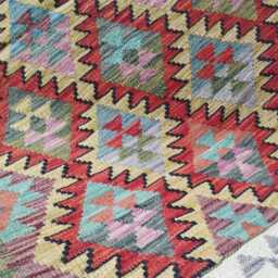 Multicolour Kilim Rug, Handmade Artisan Afghan Turkish Persian Navajo Scandinavian Bohemian Flatweave Natural Wool Rug 150x100 cm - thumbnail 4