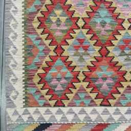 Multicolour Kilim Rug, Handmade Artisan Afghan Turkish Persian Navajo Scandinavian Bohemian Flatweave Natural Wool Rug 150x100 cm - thumbnail 2