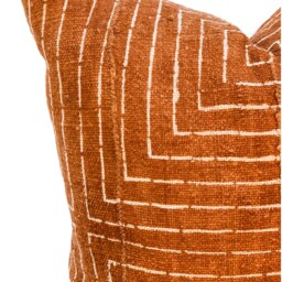 Authentic African Pillow, Handwoven Mudcloth Brown Rust With White Lines Pillow Cover- Throw Cover, Sofa Cushion 20x20 - thumbnail 2
