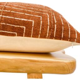 Authentic African Pillow, Handwoven Mudcloth Brown Rust With White Lines Pillow Cover- Throw Cover, Sofa Cushion 20x20 - thumbnail 3