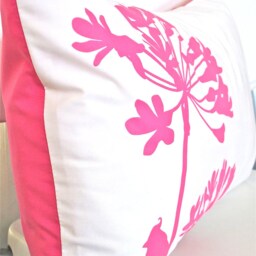Cardinal Agapanthus Pillow Hot Pink Print On Cotton - 12x18 - thumbnail 4