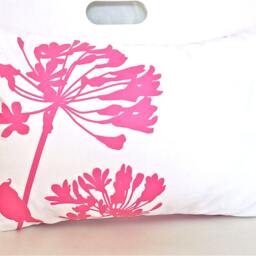 Cardinal Agapanthus Pillow Hot Pink Print On Cotton - 12x18 - thumbnail 3