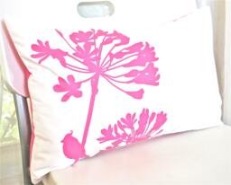 Cardinal Agapanthus Pillow Hot Pink Print On Cotton - 12x18 - thumbnail 1