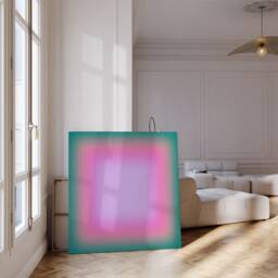 Turqoise Pink Canvas Art, Gradient Large Abstract Modern Wall Trendy Aura Colorful Home Decor - thumbnail 2