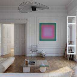 Turqoise Pink Canvas Art, Gradient Large Abstract Modern Wall Trendy Aura Colorful Home Decor - thumbnail 3
