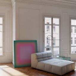Turqoise Pink Canvas Art, Gradient Large Abstract Modern Wall Trendy Aura Colorful Home Decor - thumbnail 1