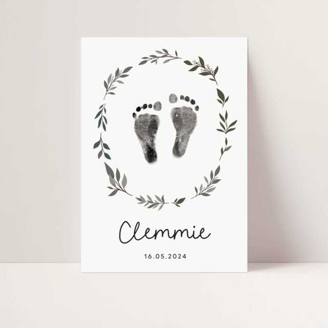 Personalised Nursery Decor Handprint Kit New Baby Gift Birth Details Footprint Personalised Keepsake Colourful - image 1