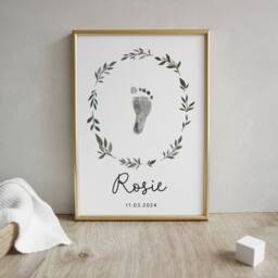Personalised Nursery Decor Handprint Kit New Baby Gift Birth Details Footprint Personalised Keepsake Colourful - thumbnail 2