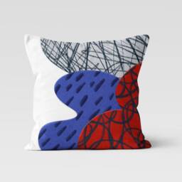 Colourful Minimalist Drawing Pillow Cover, Abstract Modern Palm Leaves Cushion Case, Boho Living Room Decoration, Bedroom Throw Top - thumbnail 3
