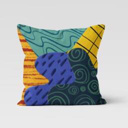 Colourful Minimalist Drawing Pillow Cover, Abstract Modern Palm Leaves Cushion Case, Boho Living Room Decoration, Bedroom Throw Top - thumbnail 2