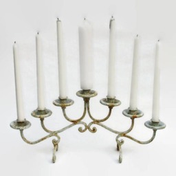 Rusty Candle Holder Hand Painted Blue Metal Shabby Chic Beach Cottage French Farmhouse 7 Upstairsataliceanns - thumbnail 3