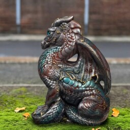Handmade Concrete Dragon Figure Stone Animal Statue Outdoor Fantasy Sculpture Patio Ornament Cement Lover Gift - thumbnail 4