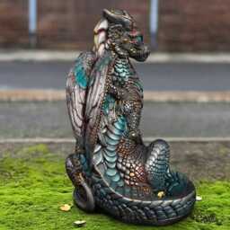 Handmade Concrete Dragon Figure Stone Animal Statue Outdoor Fantasy Sculpture Patio Ornament Cement Lover Gift - thumbnail 3