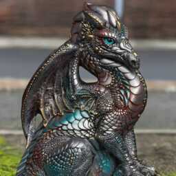 Handmade Concrete Dragon Figure Stone Animal Statue Outdoor Fantasy Sculpture Patio Ornament Cement Lover Gift - thumbnail 2