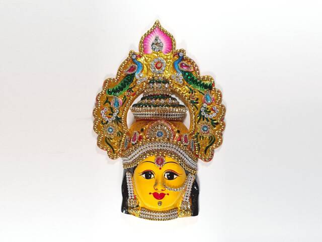 Goddess Lakshmi - For Varalakshmi Pooja , Diwali Or Wall Hanging Face Stone Decorated, Solid Alloy Built To Last - image 1