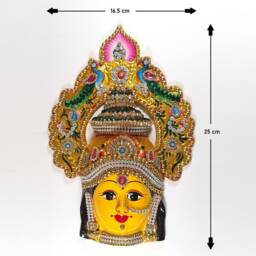 Goddess Lakshmi - For Varalakshmi Pooja , Diwali Or Wall Hanging Face Stone Decorated, Solid Alloy Built To Last - thumbnail 4