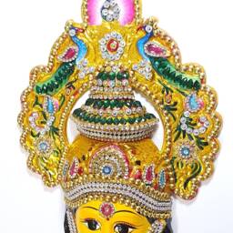 Goddess Lakshmi - For Varalakshmi Pooja , Diwali Or Wall Hanging Face Stone Decorated, Solid Alloy Built To Last - thumbnail 2