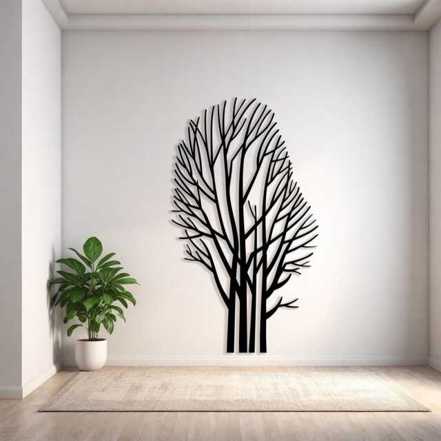Tree Minimalist Metal Wall Art, Modern Home Decor Silhouette, Unique Birthday Gift - image 1