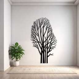 Tree Minimalist Metal Wall Art, Modern Home Decor Silhouette, Unique Birthday Gift