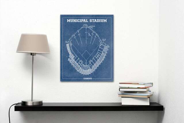 Kansas Municipal Stadium Blueprint Art Print Baseball Wall Decor - image 1