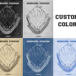 Kansas Municipal Stadium Blueprint Art Print Baseball Wall Decor - thumbnail 3