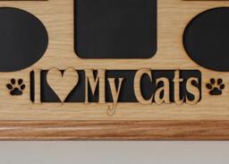 11x14 Cat Collage With Paws Oak Wood Photo Mat Insert - thumbnail 1