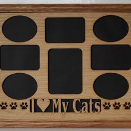 11x14 Cat Collage With Paws Oak Wood Photo Mat Insert - thumbnail 2