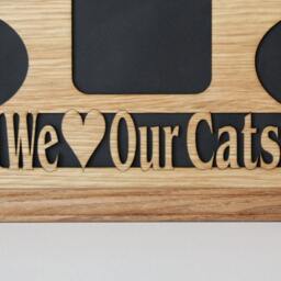 11x14 Cat Collage With Paws Oak Wood Photo Mat Insert - thumbnail 3