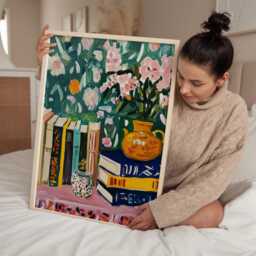 Matisse Style Still Life Print - Colourful Books & Vase Poster Modern Painterly Art Bold Floral Home Decor - thumbnail 3